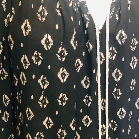 Sami & Jo Black & Cream Boho Peasant Blouse Top - Picture 2 of 8